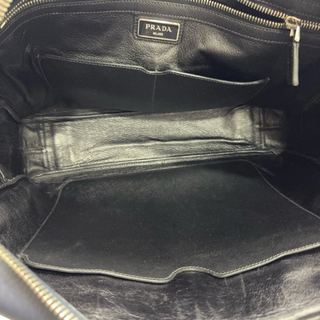 PRADA Navy Blue Leather Handbag Laptop Briefcase For Women