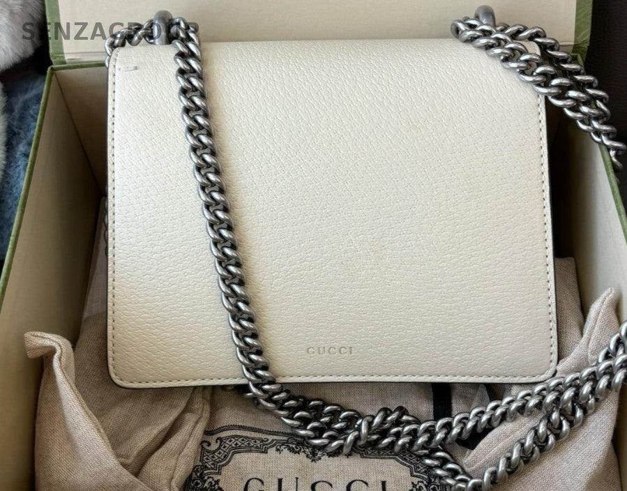 GUCCI Dionysus PM Chain Shoulder bag Crossboyd White Women Almost Brand NEW