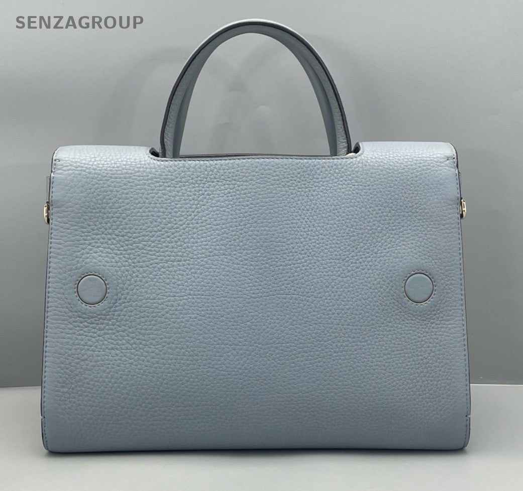 Christian Dior D-Shield Tote Top Handle Shoulder Crossbody Bag Dusty Blue Women