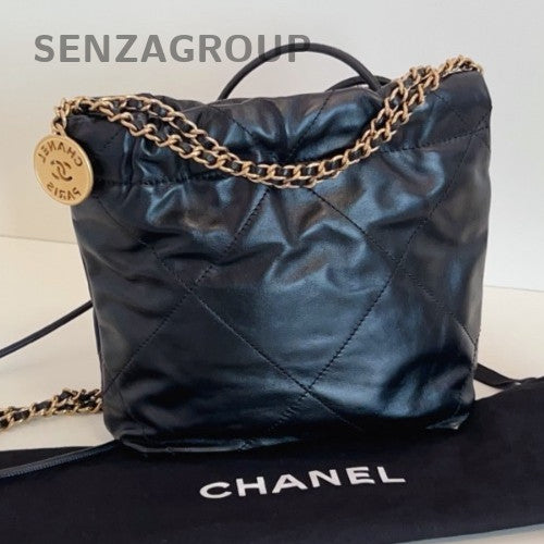 Chanel 22Bag Mini Chain Shoulder Bag Crossbody Black Gold Women Classic