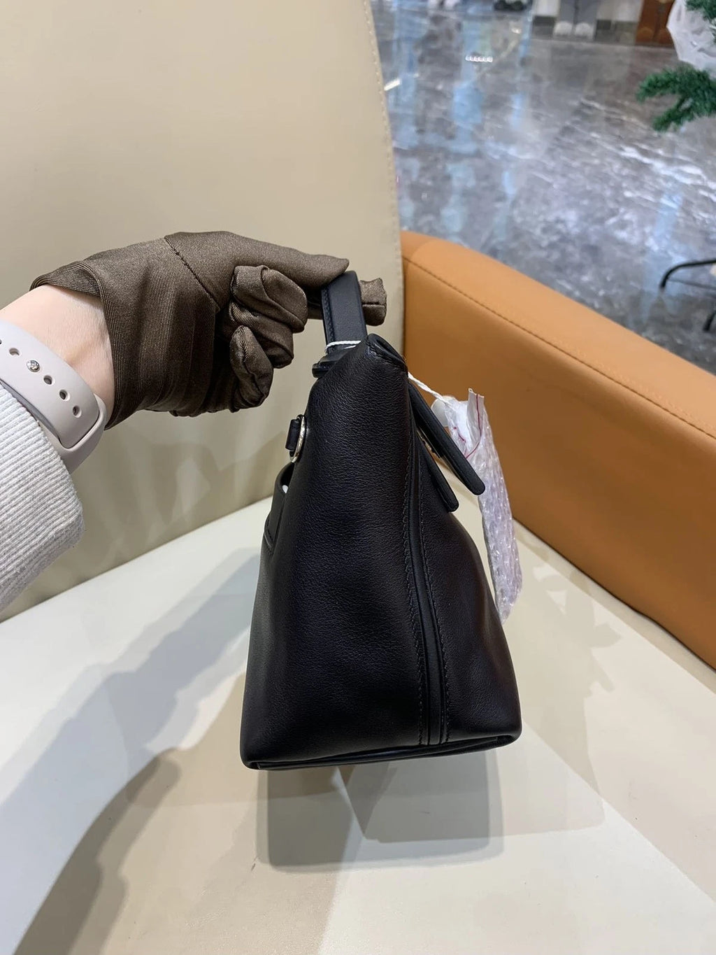 Hermes Mini 2424 Black Silver Volupto Leather Handbag For Women