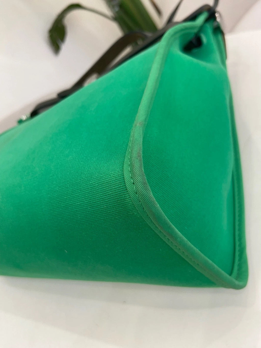 Hermes Herbag31 Green Canvas Leather Shoulder Bag For Women