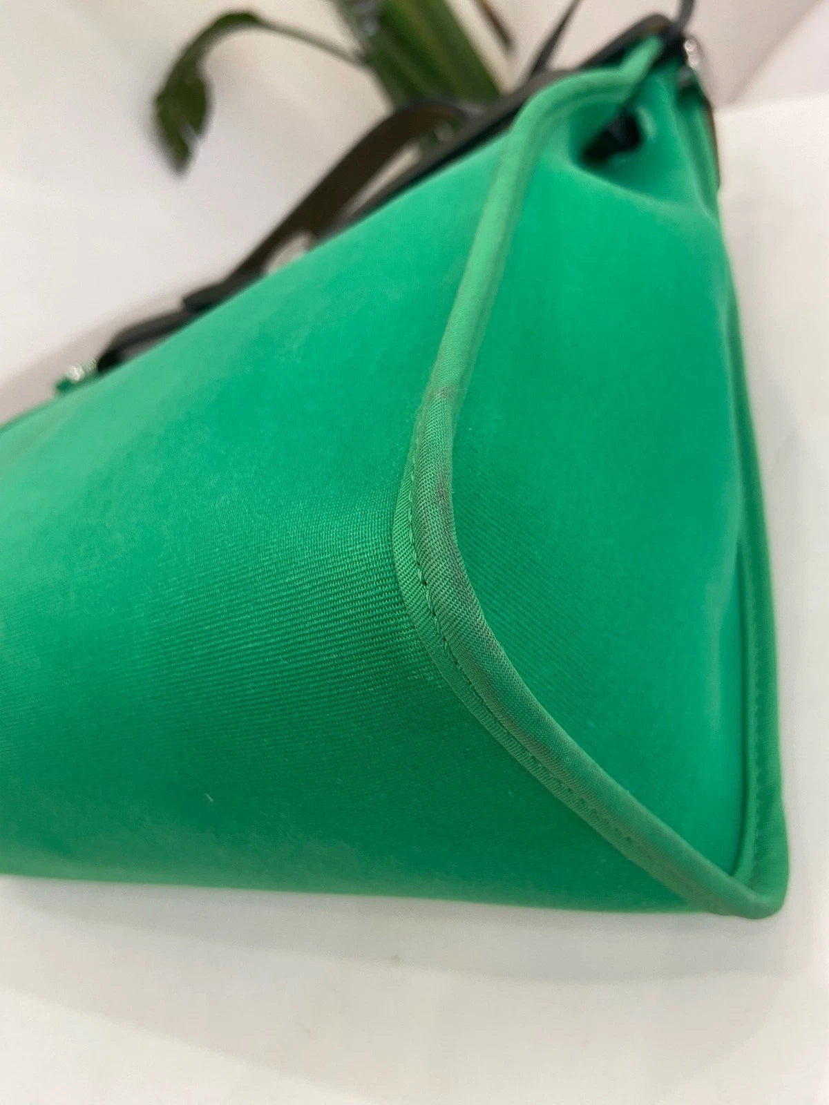 Hermes Herbag31 Green Canvas Leather Shoulder Bag For Women