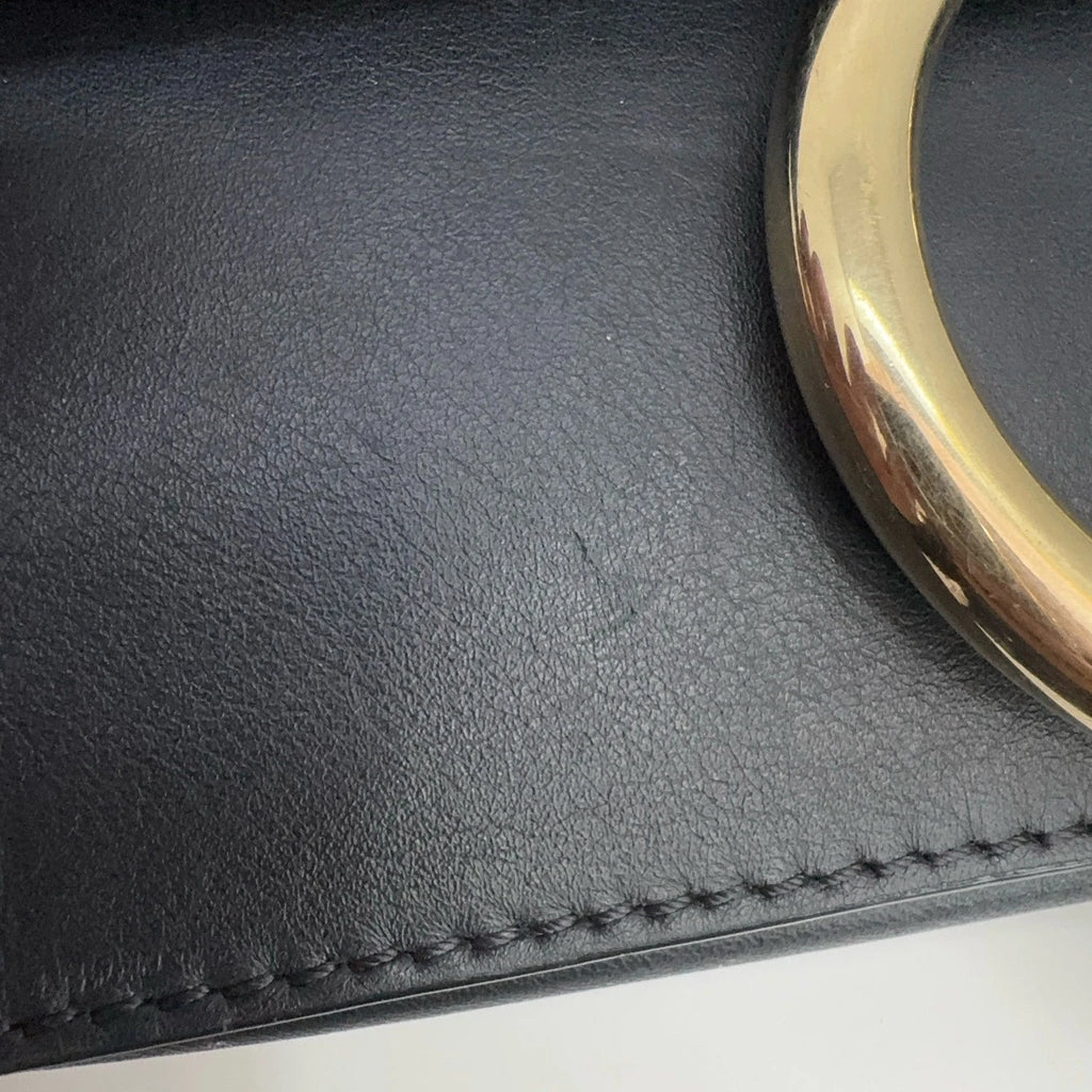 Chloe Faye Black Suede Flap Chain Shoulder Crossbody Bag for Women