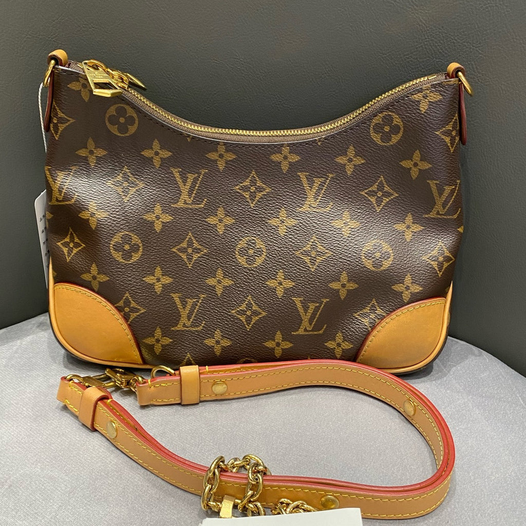 Louis Vuitton Monogram Pochette Accessoires Chain Crossbody Bag Brown Gold