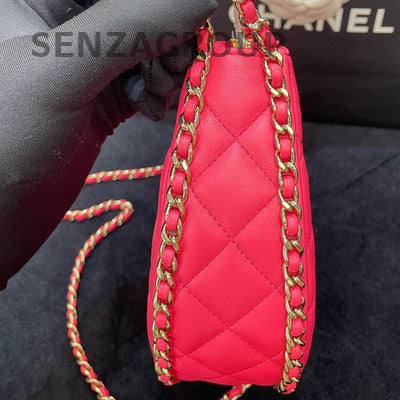 Chanel 23P Pink Quilted Moon Bag with Gold Chain - Women's Fashion
