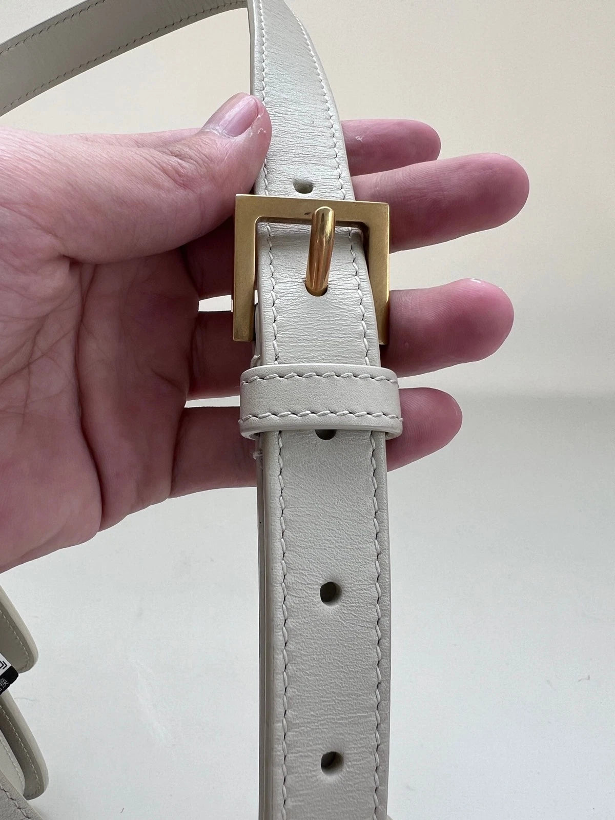Saint Laurent White Gold Medium Leather Shoulder Bag For Women