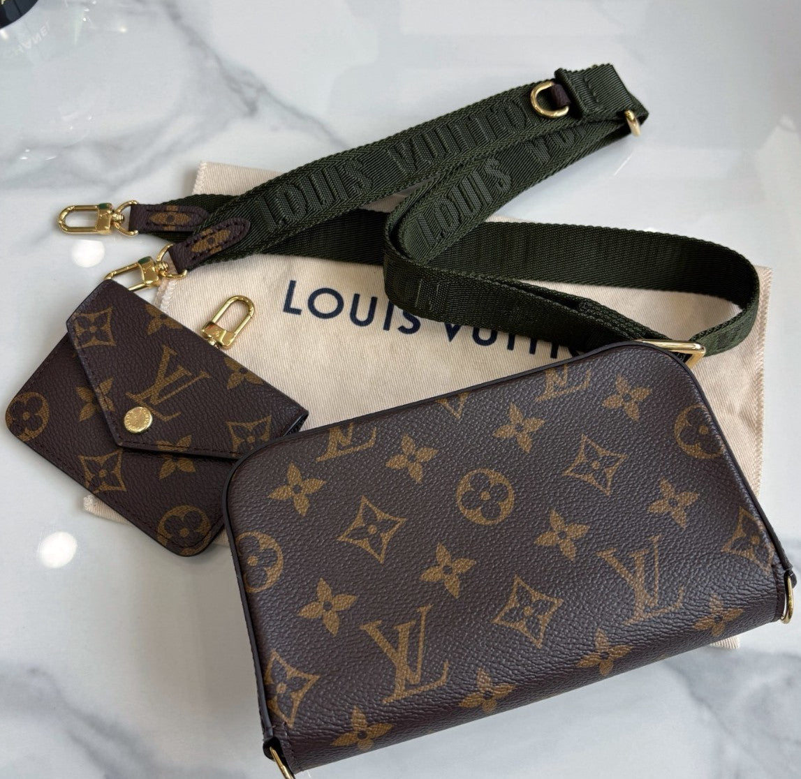 Louis Vuitton Monogram Shoulder Crossbody Bag Brown Women Almost Brand New