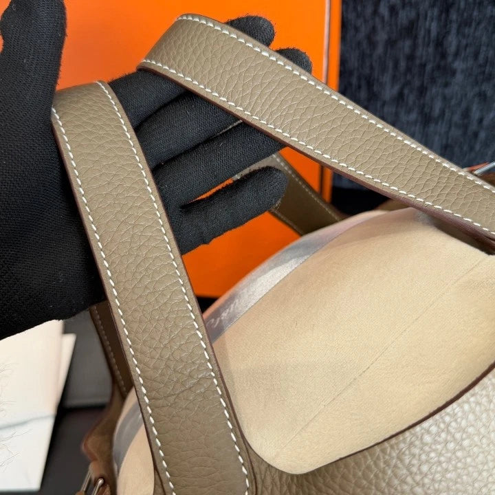 Hermes Picotin22 Bucket Top Handle Bag Gray Silver Used Women Classic D