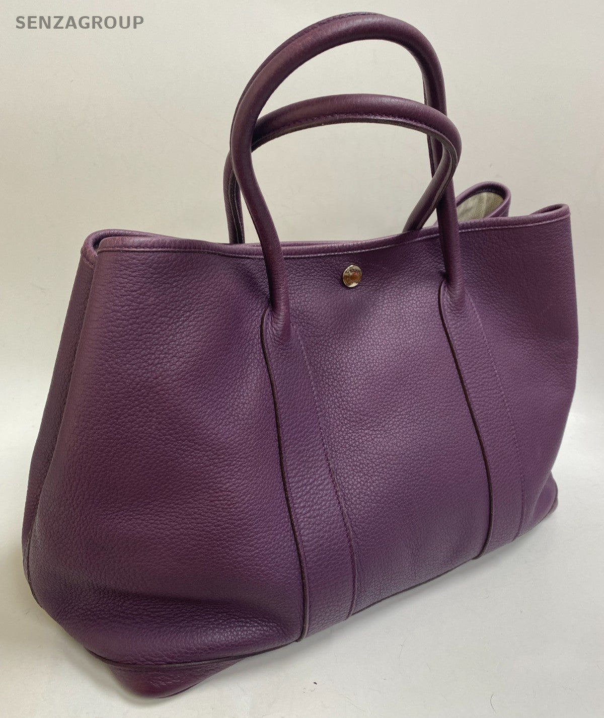 Hermes Garden Party36 Top Handle Bag Purple Silver Used Women Classic Fashion