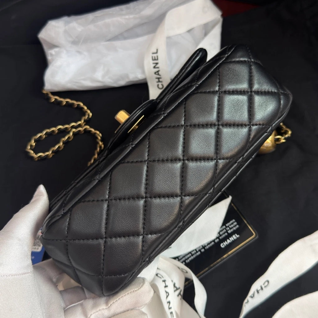 Excellent Chanel Classic Flap Big Mini Gold Ball Chain Shoulder Bag Crossbody