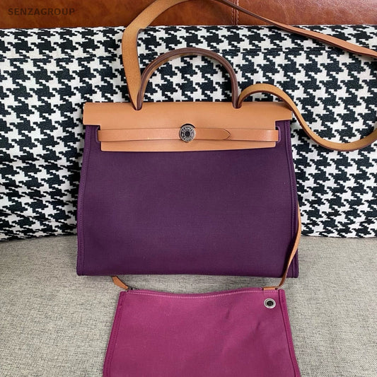 Hermes Herbag31 Top Handle Bag Crossbody Purple Silver Women Classic