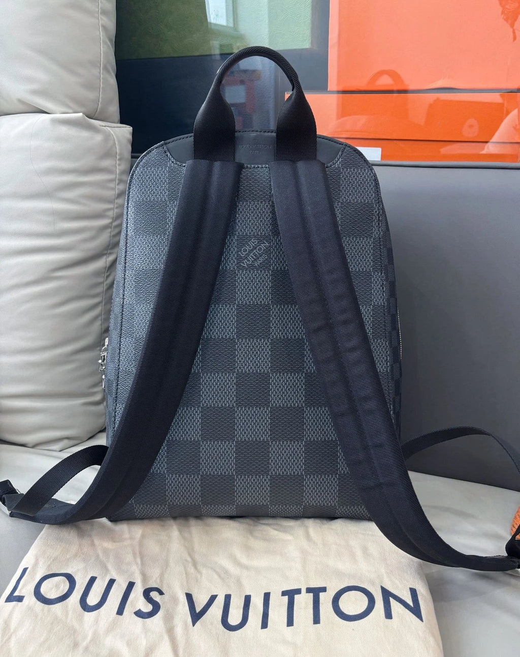 Louis Vuitton Campus Backpack Black Silver Unisex Adults Classic