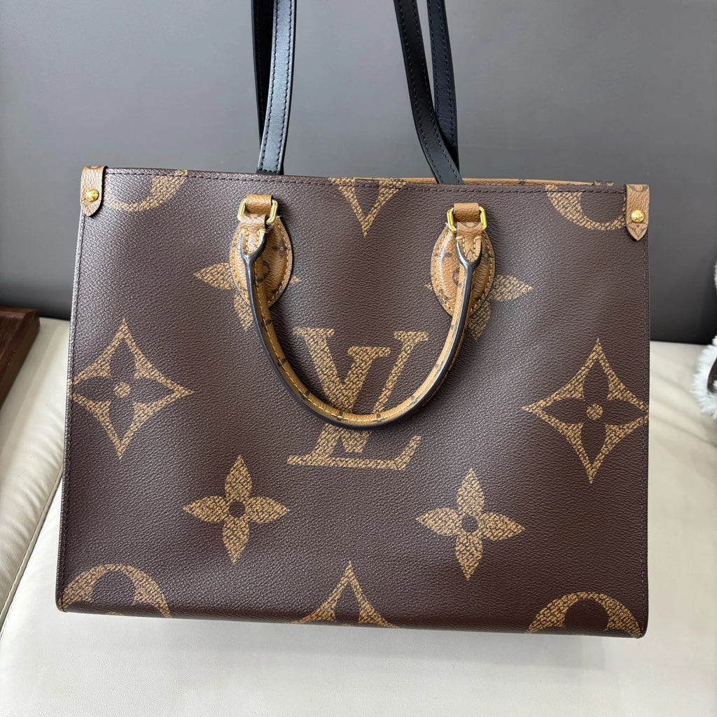 Chip Version Louis Vuitton Onthego MM Monogram Canvas Tote Handbag Shoulder Bag