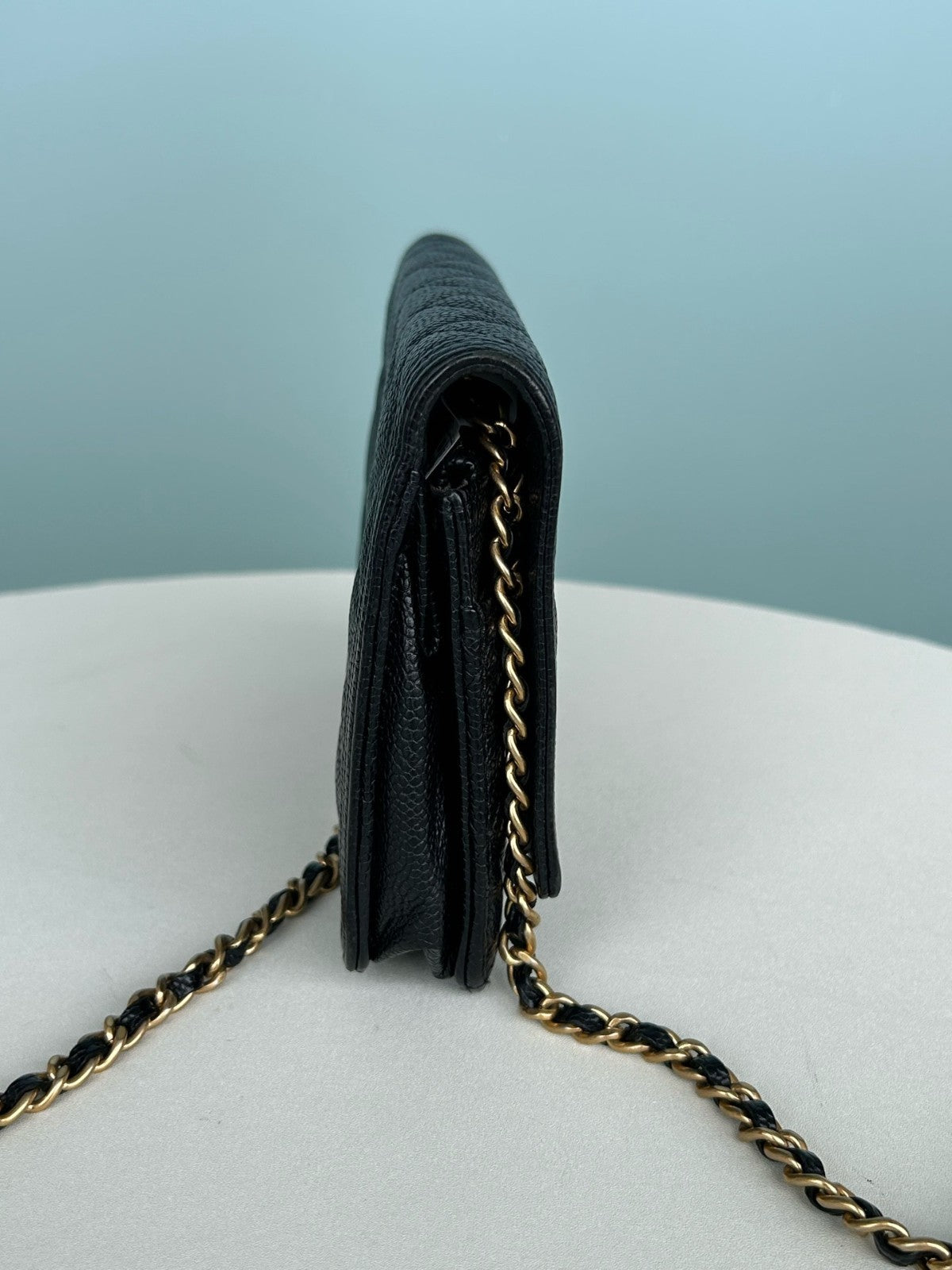 CHANEL Leboy Woc Calfskin Chain Shoulder bag Crossbody Black Gold Women