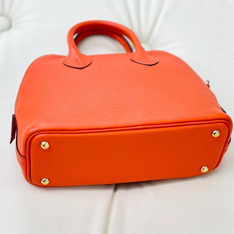 Hermes Bolide Mini Evercolor Top Handle Crossbody Bag Orange Gold Women S