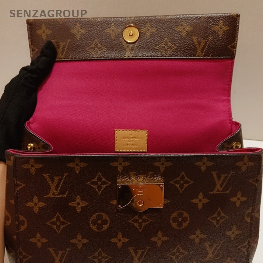 Louis Vuitton Cluny BB Monogram Top Handle Bag Crossbody Brown Women Classic