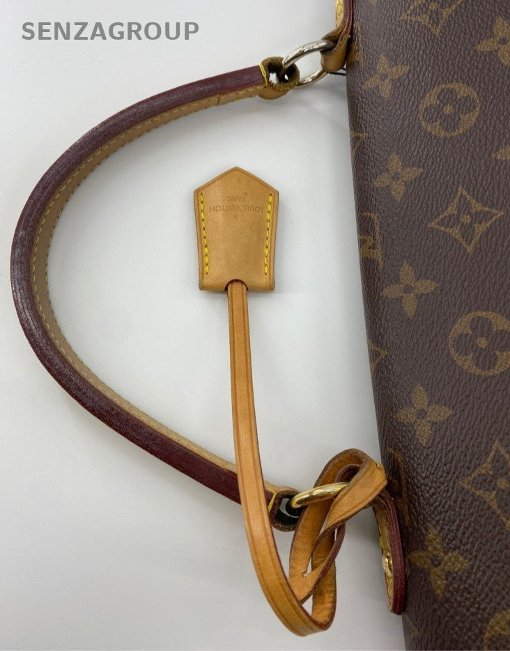 Louis Vuitton Cluny MM Monogram Top Handle Bag Crossbody Brown Gold Women