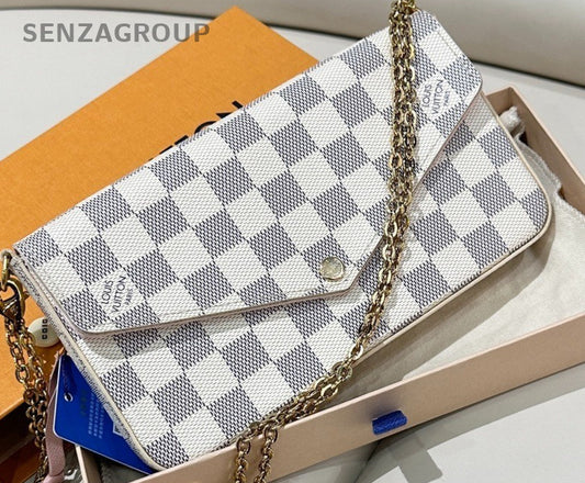 Louis Vuitton Damier Azur Shoulder Crossbody Bag Blue Almost Brand New Women