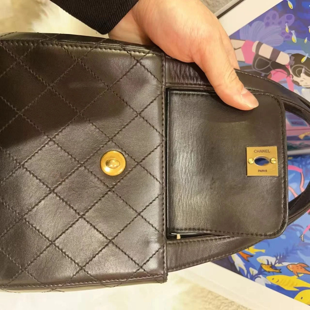 Chanel Kelly Vintage PM Lambskin Top Handle Bag Gold Hardware Women S