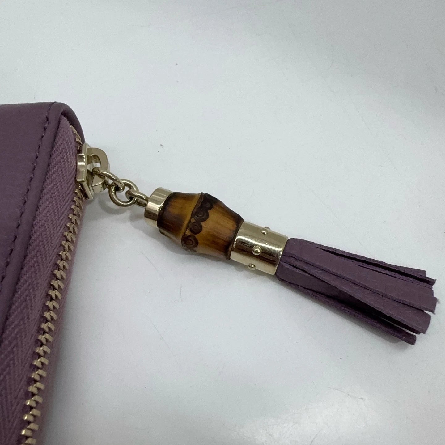Gucci Light Purple Bamboo Limited Zip Long Wallet Clutch For Women