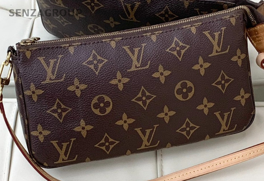 Louis Vuitton Monogram 2Way Handbag Shoulder Bag Brown Gold Used Women Classic
