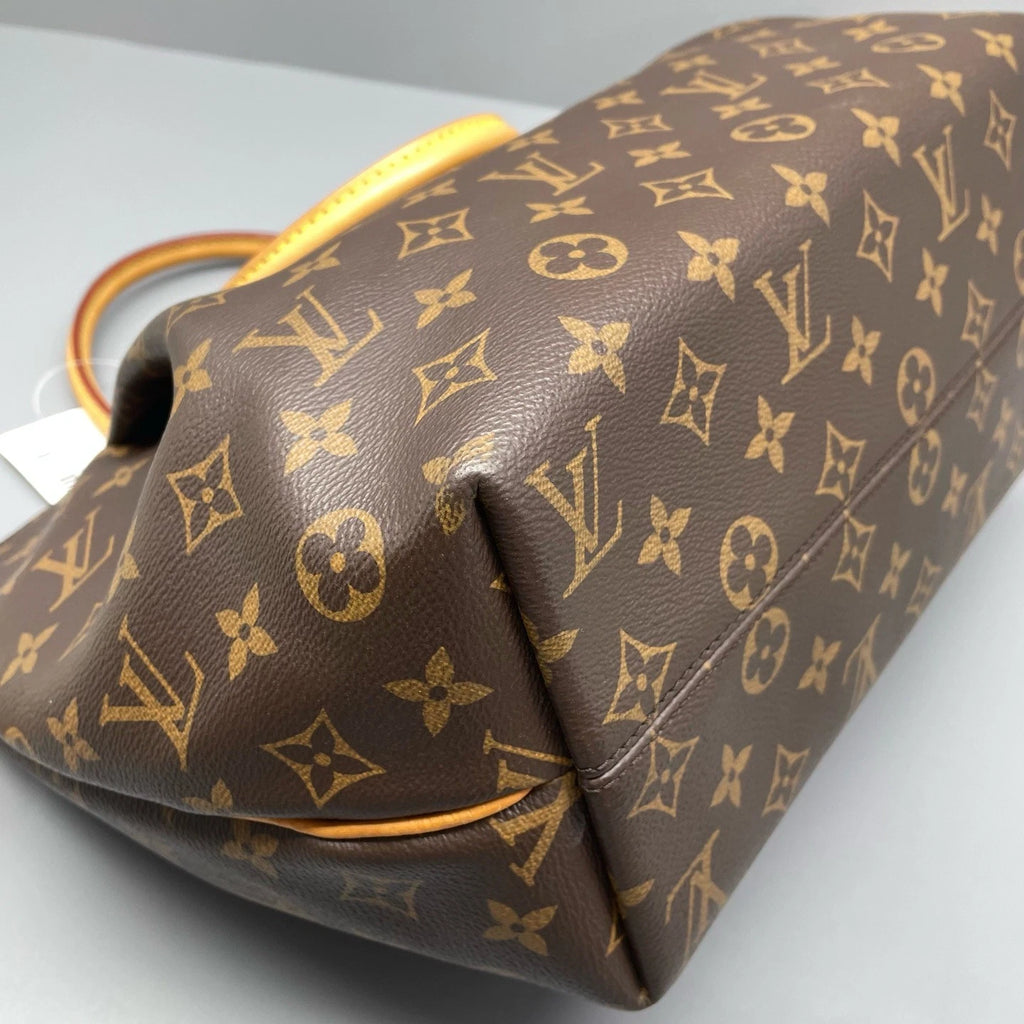 Louis Vuitton Tivoli MM Monogram Top Handle Crossbody Brown Gold Women Classic