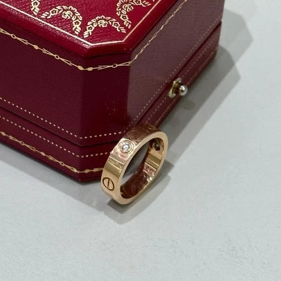 Excellent Cartier Classic Love Ring 18k Rose/Pink Gold 3 Diamonds EU59/US8.75