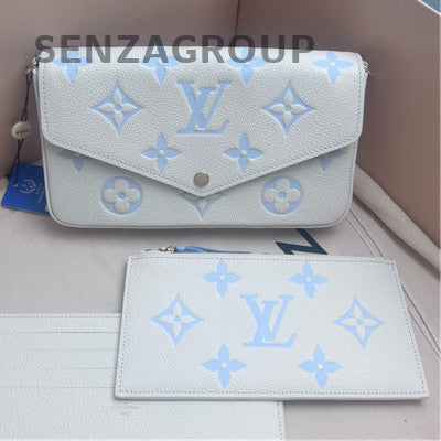 Louis Vuitton Monogram Blue White Clutch Bag Classic Fashion Women
