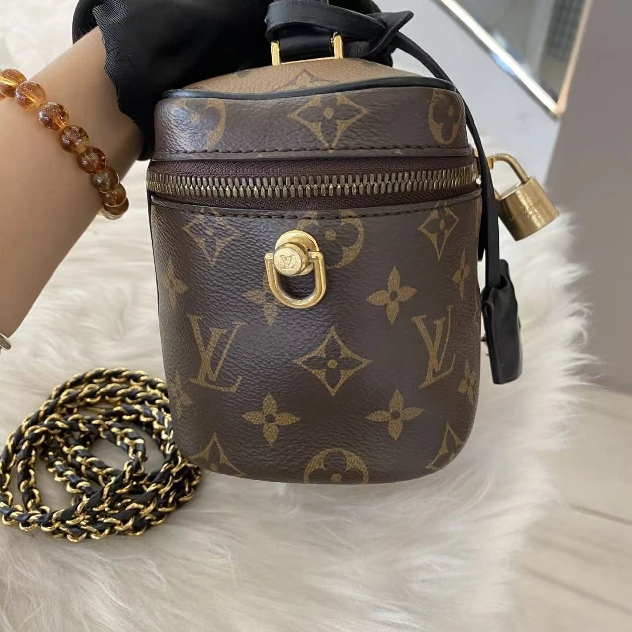 Louis Vuitton Vanity Monogram Brown Crossbody Chain Bag Excellent