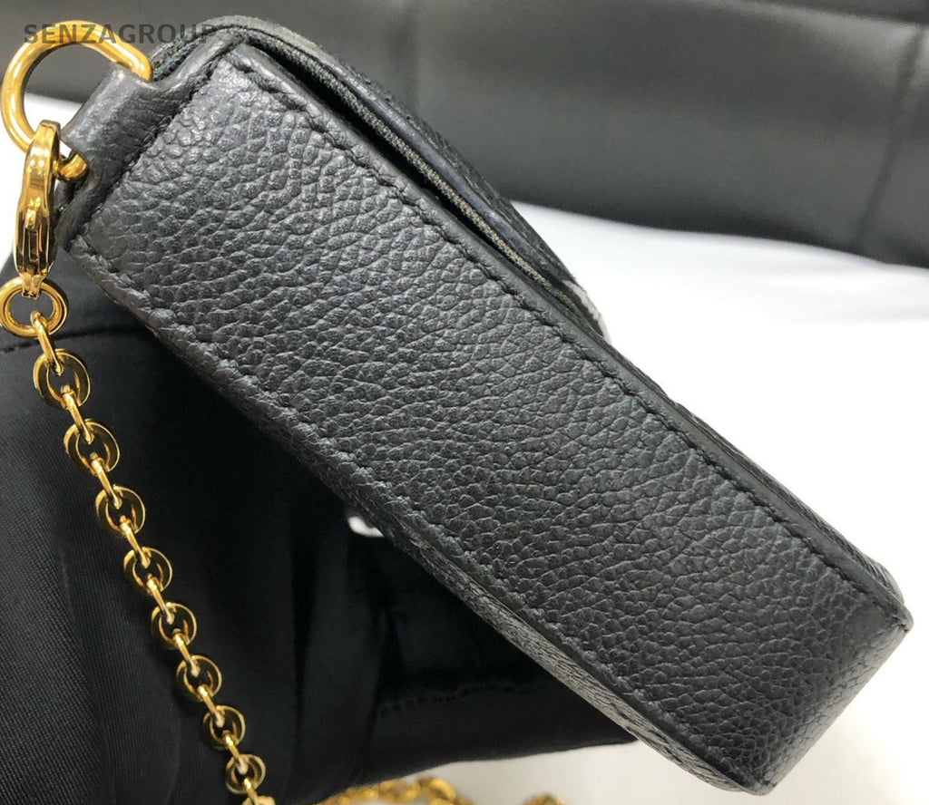 Louis Vuitton Chain 2Way Shoulder Bag Crossbody Black Gold Women Classic