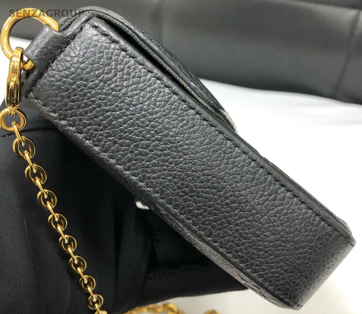 Louis Vuitton Chain 2Way Shoulder Bag Crossbody Black Gold Women Classic