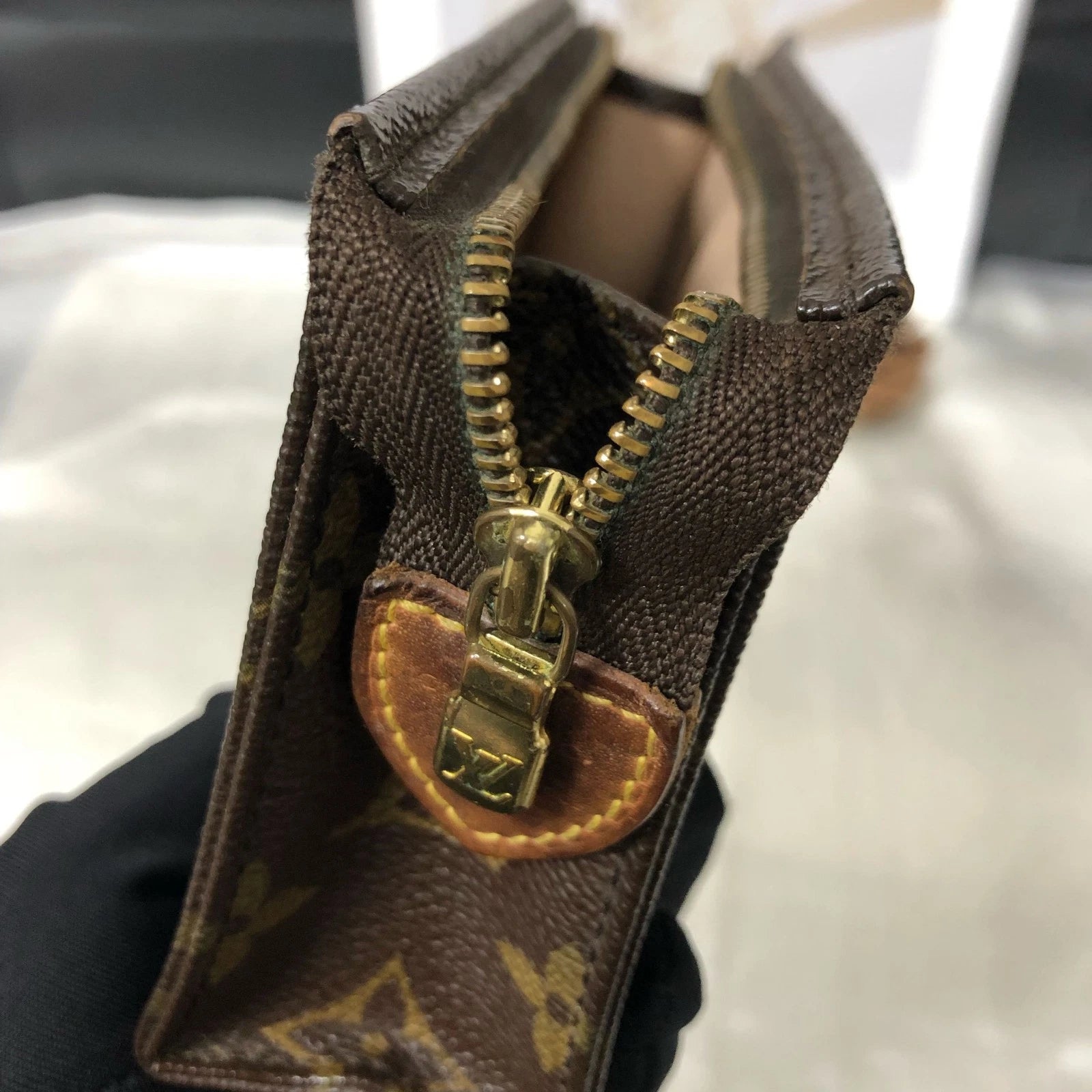 Louis Vuitton Vintage Women Brown Canvas Small Clutch