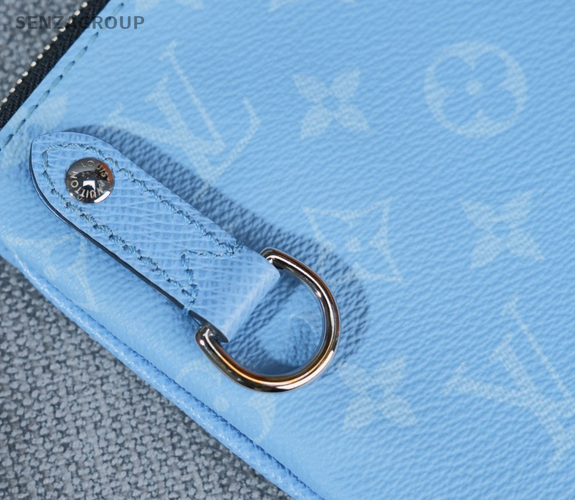 Louis Vuitton Monogram Zipper Detachable Strap Shoulder Bag Blue Black Women