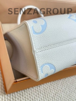 Louis Vuitton OnTheGo PM Blue White Handbag Women Fashion Tote Bag
