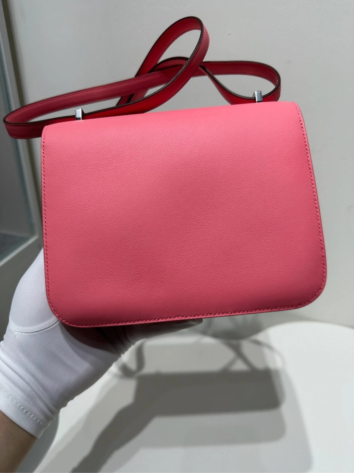Hermes Constance 19 Pink Swift Leather Crossbody Bag For Women