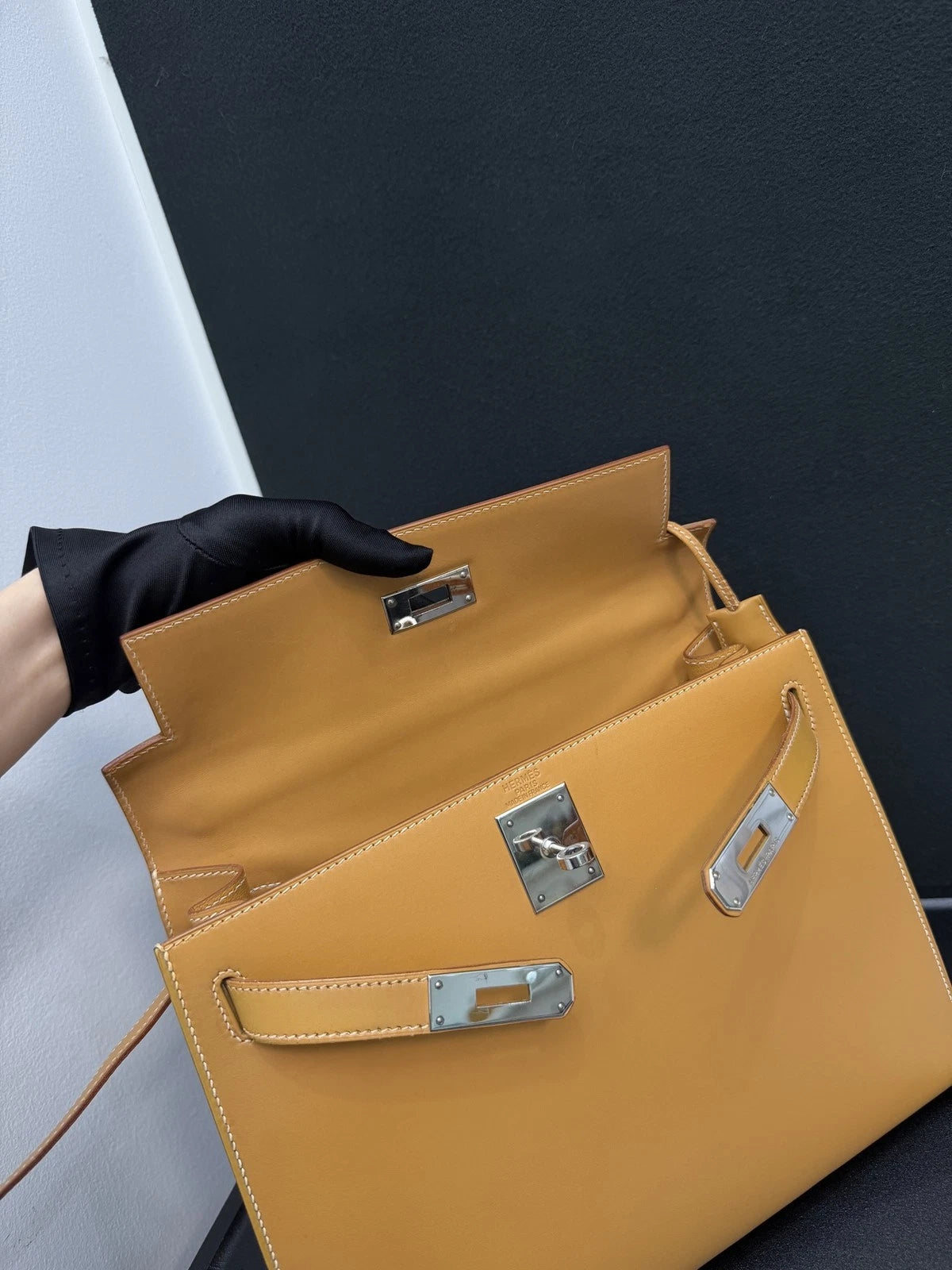 Hermes Kelly28 Top Handle Bag Crossbody Brown Used Women Classic Fashion