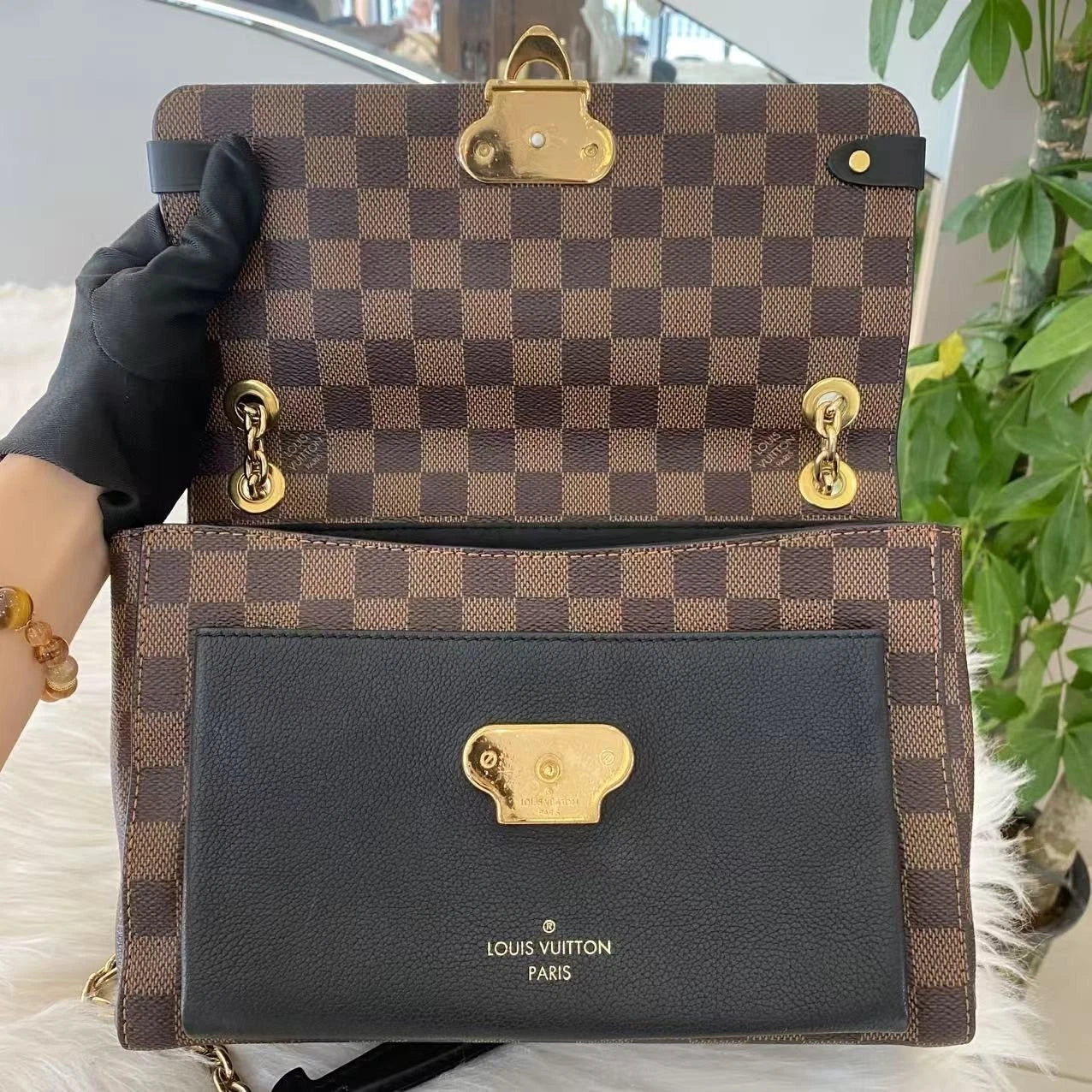 Louis Vuitton Vavin Damier Brown Shoulder Bag Chain Bag Excellent