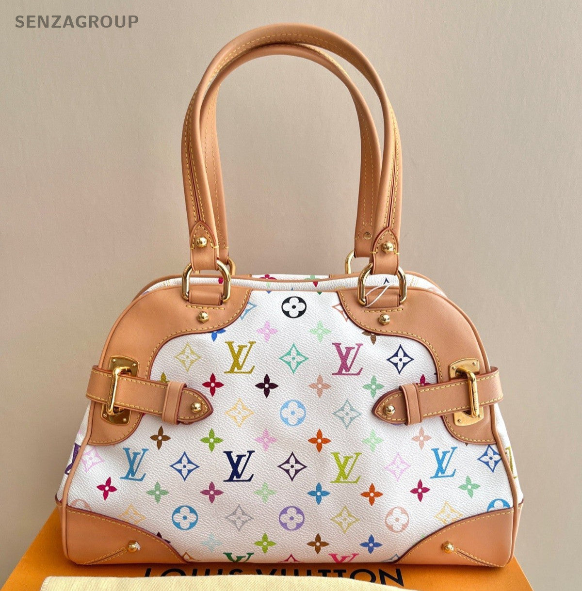 Louis Vuitton Claudia Monogram White Multicolor Shoulder Bag Women Vintage