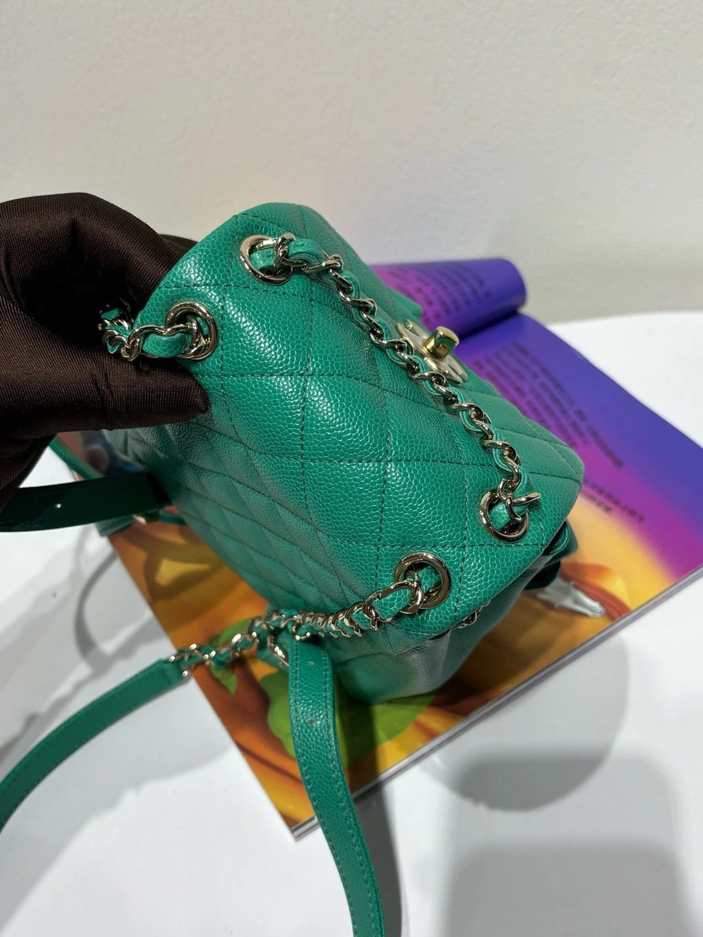 CHANEL Mint Green Grained Leather Small Duma Backpack For Women
