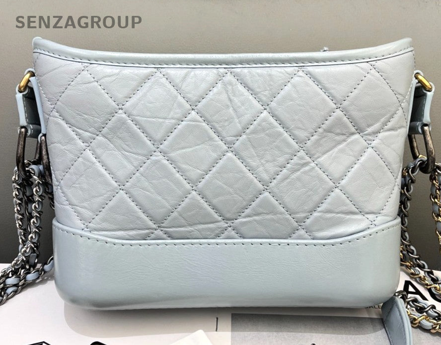 Chanel Gabrielle PM Quilted Hobo Bag Shoulder Crossbody Bag Women Light Blue