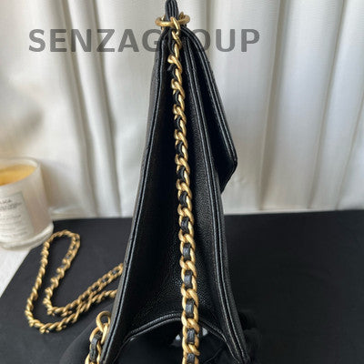 Chanel Black Gold Quilted Calfskin Vertical Chain Backpack Women Classic