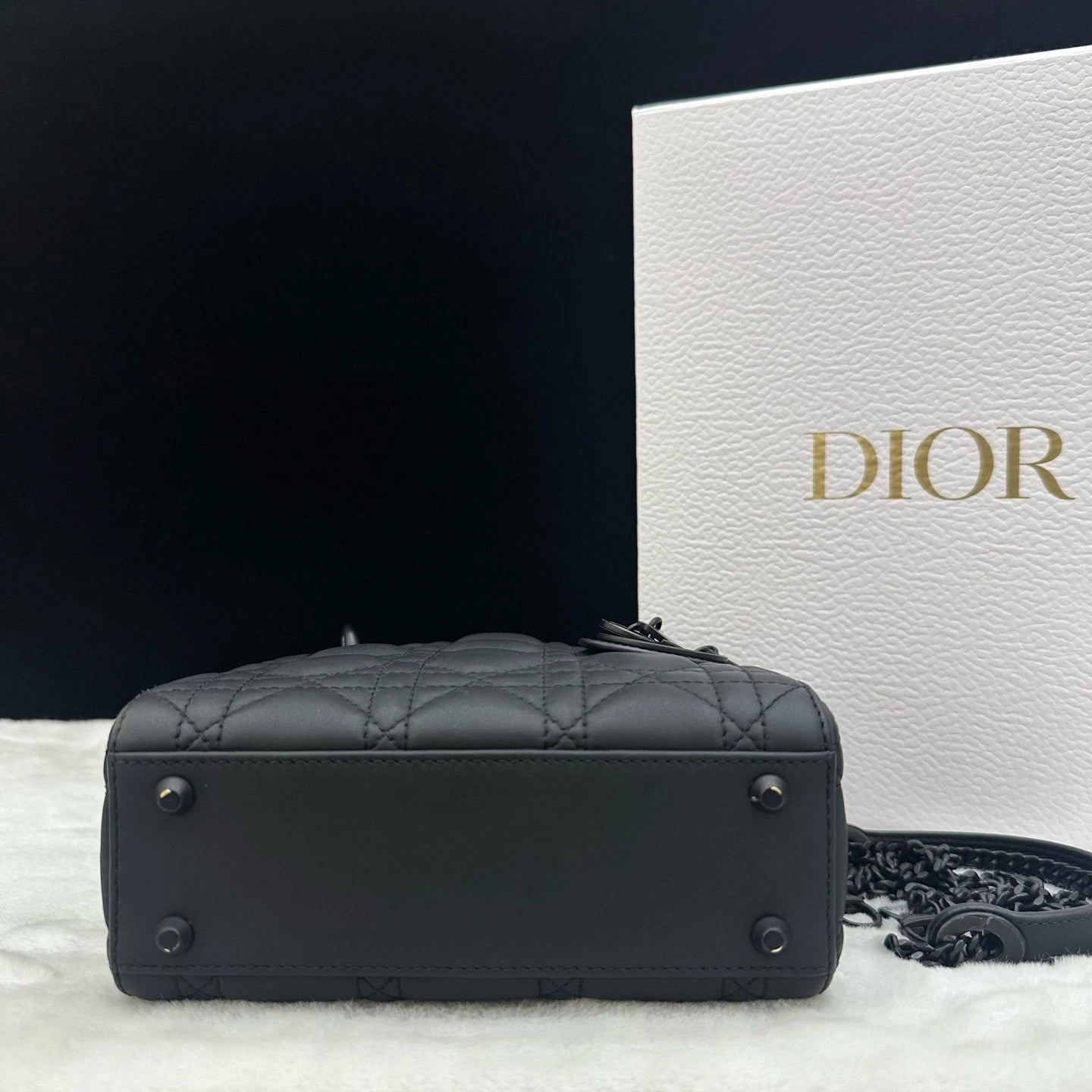 Dior Lady Dior Black Shoulder Bag Chain Bag Excellent