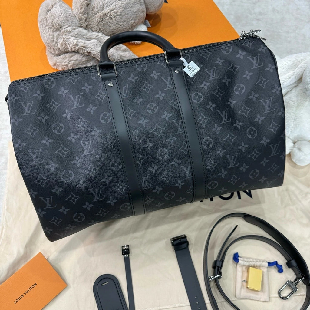 Louis Vuitton Keepall 45 Black Monogram Canvas Handbag For Women