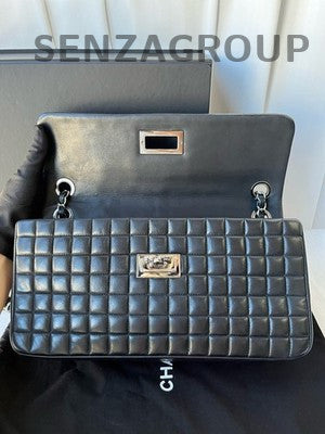 Chanel Black Silver CF Quilted Chain Shoulder Crossbody Bag for Women