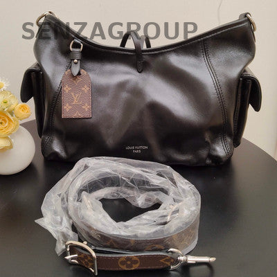 Louis Vuitton Black Silver Leather Carryall PM Shoulder Bag - Classic Women's