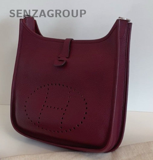 Hermes Evelyne29 Crossbody Shoulder Bag Red Silver Women Classic Fashion