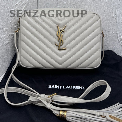 Saint Laurent White Gold Hardware Tassel Camera Crossbody Bag Women