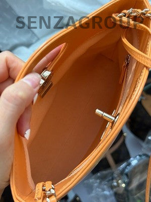 Chanel 31 Mini Bag Orange Gold Hardware Calfskin Chain Shoulder Crossbody
