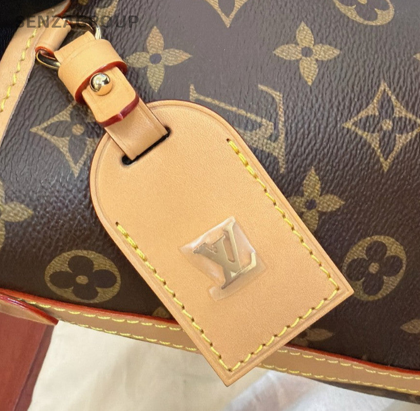 Louis Vuitton Carryall MM Monogram Shoulder Bag Crossbody Brown Gold Used Women